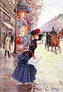Young Woman Crossing Boulevard